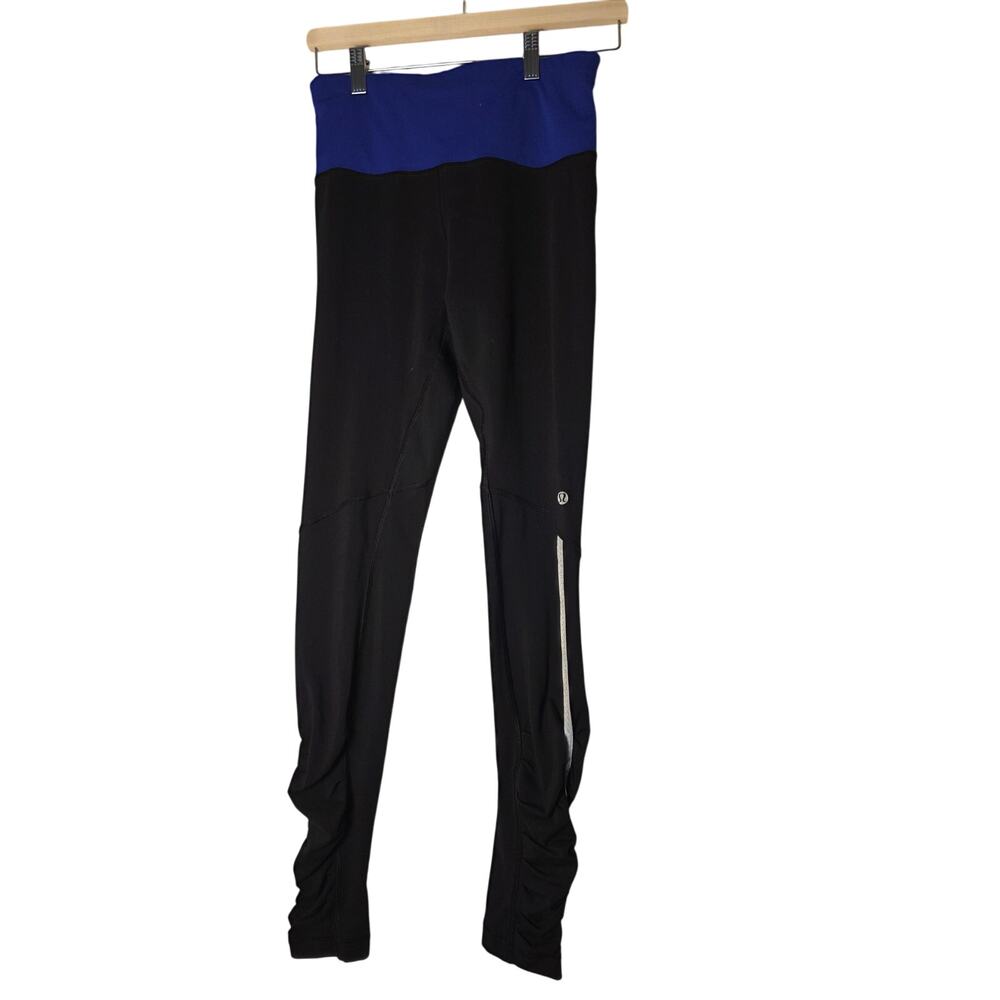 Lululemon Women's Small Speed Tight Leggings Black Ruched Running Yoga Pants
